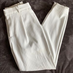 white striped ankle pants